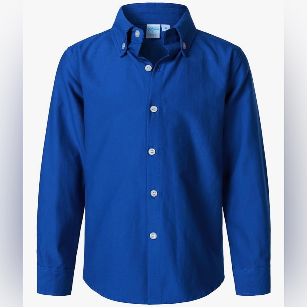 Vatpave Boys Blue Dress Shirt Long Sleeve Button Down Shirt Size 12